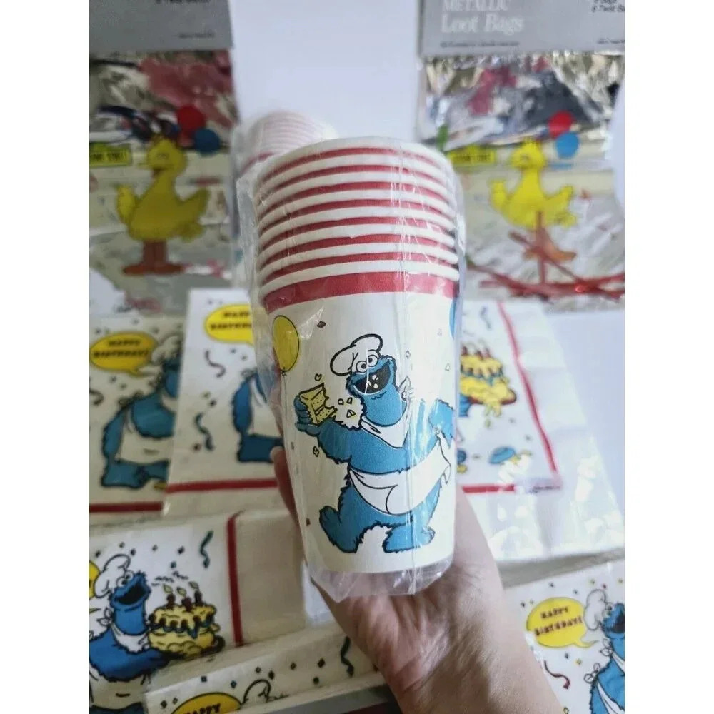 Sesame Street Big Bird Cookie Monster Vintage Birthday Party Supplies Lot Of 12 - Picture 5 of 9